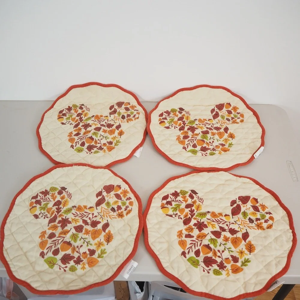 Disney Celebrate Together Fall Quilted Placemats Set‎ of 4 Hidden Mickey Autumn